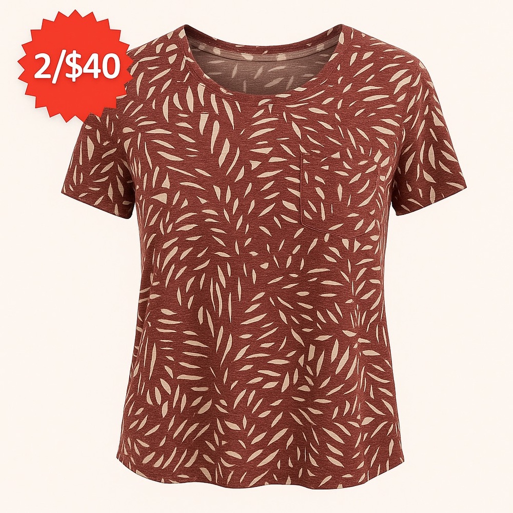 2/40$ Nwt Old Navy t-shirt brown beige neutral pocket crop oversized top Large